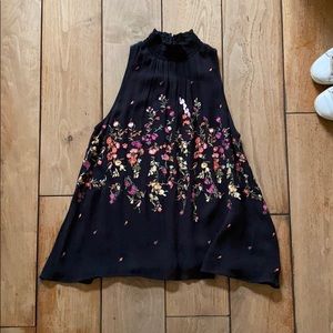 Anthropologie embroidered mock neck tank